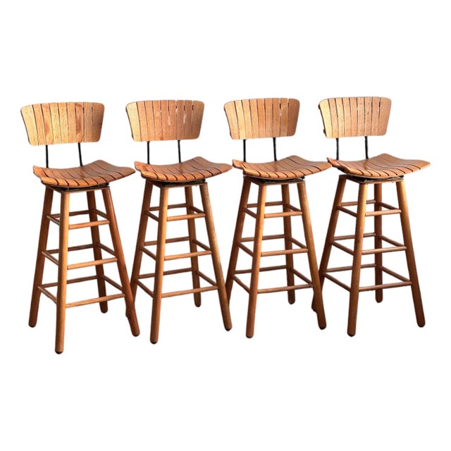 Mid Century Modern Bar Stools Attributed to Arthur Umanoff, Set of 4 For Sale