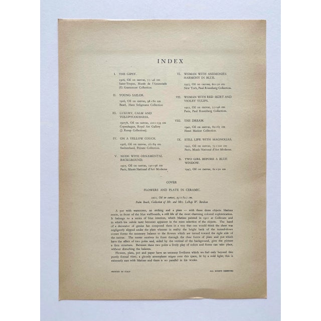 Henri Matisse Vintage 1958 Fine Art Lithograph Print " Woman With Anemonies - Harmony in Blue " 1937 For Sale - Image 11 of 12