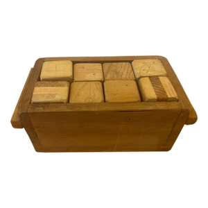 Vintage Hand Crafted Wooden Building Blocks With Original Storage Box – Rustic Montessori Style Set
