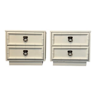 Pair of Mid Century Faux Bamboo Freshly Painted Nightstands For Sale