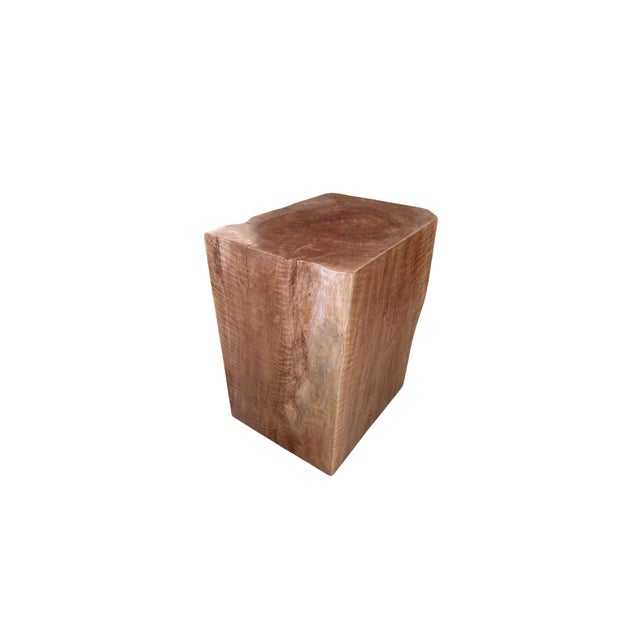Not Yet Made - Made To Order Monolith Lychee Wood Side Table — Solid Block Form, Sculptural Natural Finish For Sale - Image 5 of 6