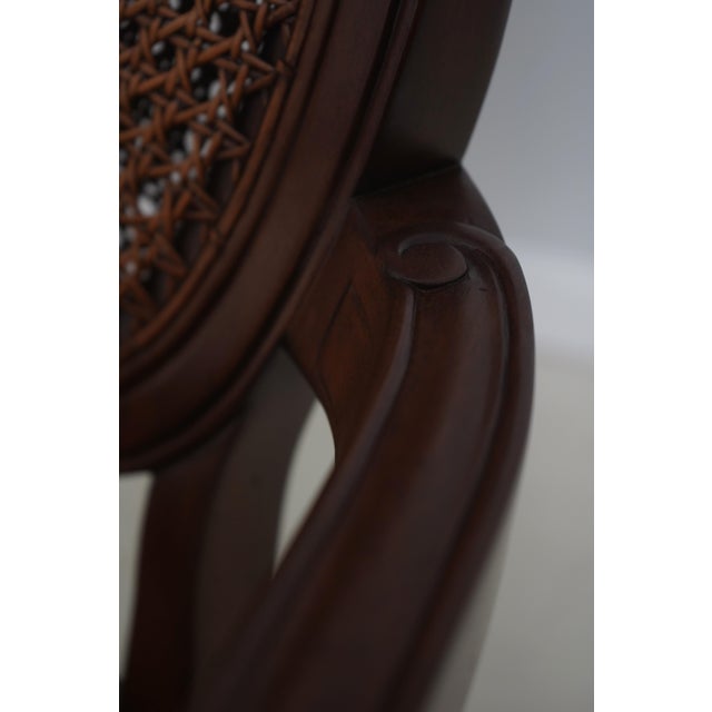 Vintage French Carved Cane Back Swivel Leather Desk Chair For Sale - Image 15 of 18