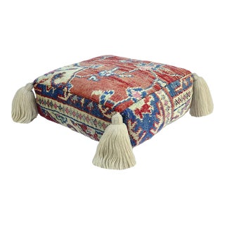 Turkish Medallion Wool Pouf For Sale
