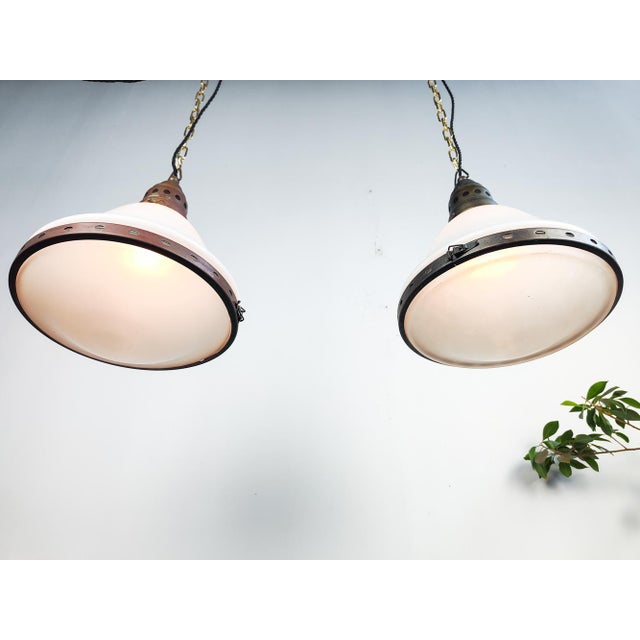 Tone Opaline and Etched Glass Pendant Lights by B.A.G. Turgi, 1890s, Set of 2 For Sale - Image 4 of 12