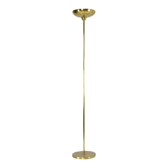 French Vintage Brass Uplight Floor Lamp — 1970s For Sale