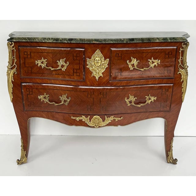 Marble Top 3-Drawer Commode With Marquetry and Gilt Bronze Mounts, 20th Century For Sale - Image 13 of 13