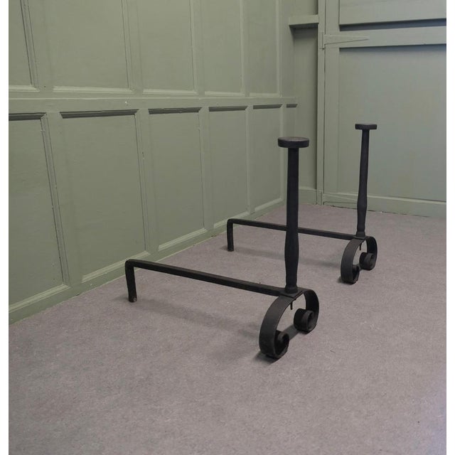 Large French Iron Andirons, Set of 2 For Sale - Image 4 of 8