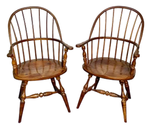 1980s Fredrick Duckloe Sack Back Windsor Chairs, a Pair