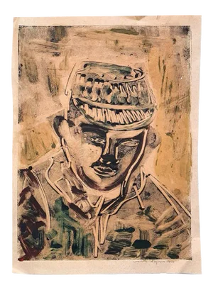 Portrait - Original Drawing in Mixed Media on Paper - 1957 1957