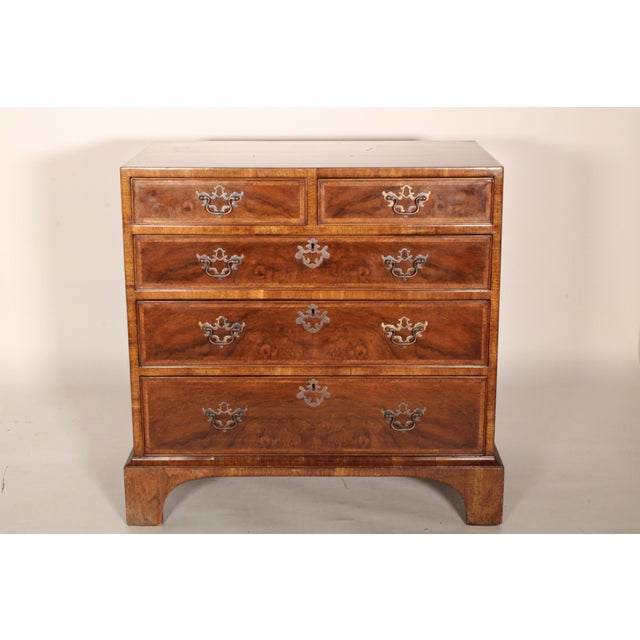 Queen Anne Burton Ching George I Style Burl Elm and Walnut Chest of Drawers For Sale - Image 3 of 11