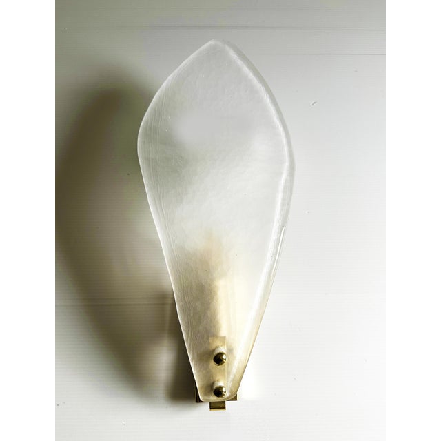 2020s Contemporary Italian Sanded Leave Murano Glass Walls Sconce - A Pair For Sale - Image 5 of 6