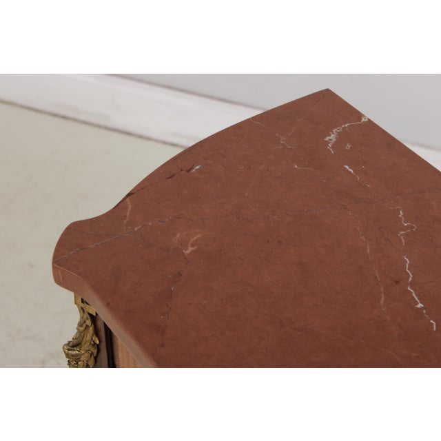 French Louis XV Marble Top Bronze Mounted Nightstand For Sale - Image 10 of 16