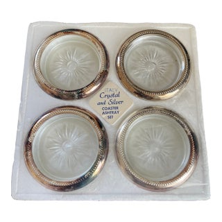 Italian Crystal and Silver-Plated Coasters For Sale