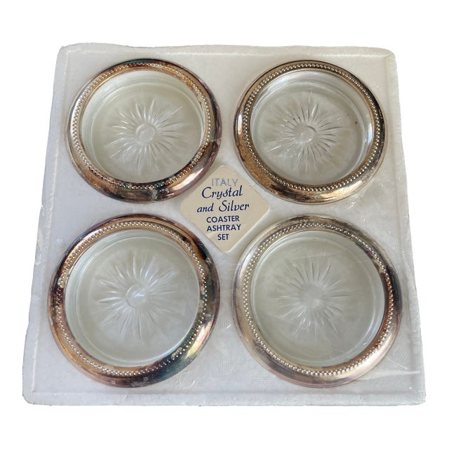 Italian Crystal and Silver-Plated Coasters For Sale