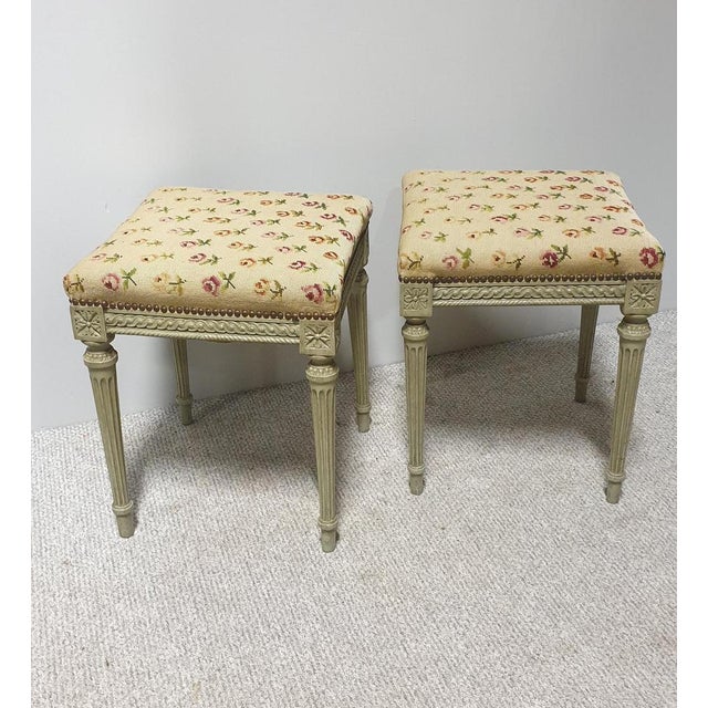 Set of French Painted Stools For Sale - Image 6 of 6