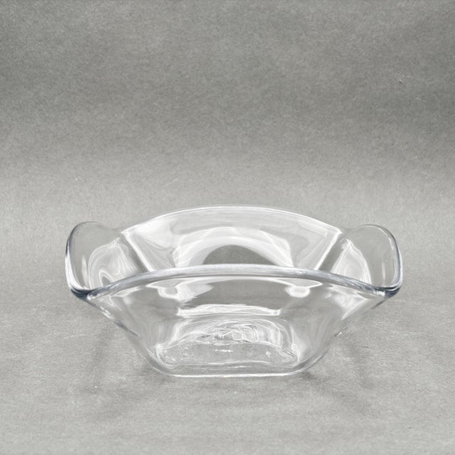 Mid-Century Modern Vintage Simon Pearce Handblown Crystal "Woodbury" Square Bowl For Sale - Image 3 of 8