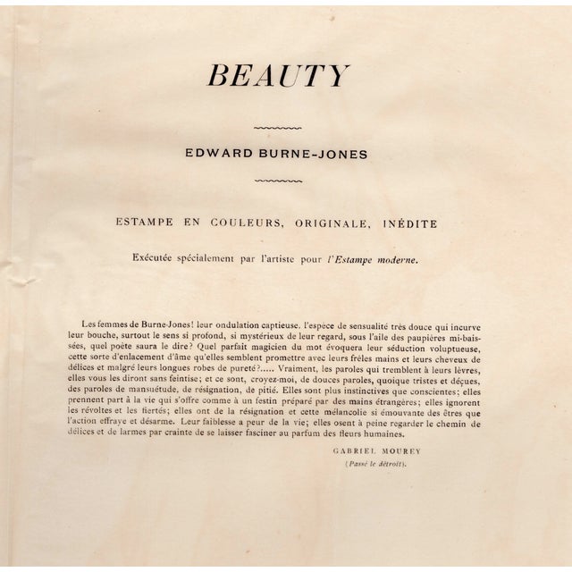 Edward Burne-Jones, Beauty, 1899, Original Lithograph For Sale - Image 7 of 10