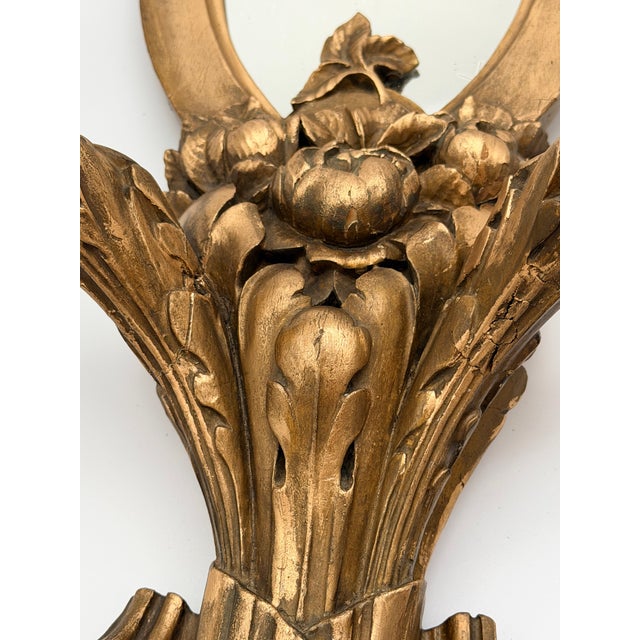 Vintage Italian Hollywood Regency Gilt Wood Mirrored Two-Arm Wall Sconces - A Pair For Sale - Image 9 of 15