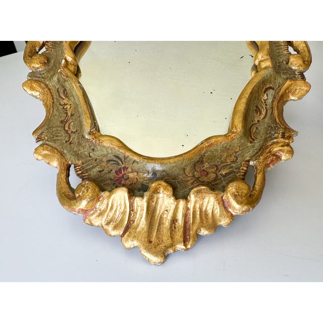 Pair Italian Venetian Painted Gilt Wood Wall Mirror, 1960s For Sale - Image 10 of 16