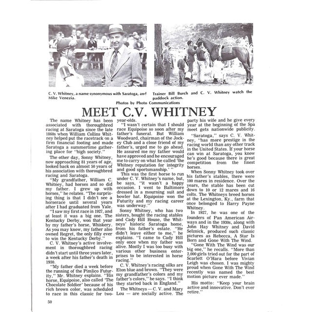 Spur Magazine September-October, 1979 W/ Mrs CV Whitney Lexington, Ky Mailing Sticker For Sale In New York - Image 6 of 11
