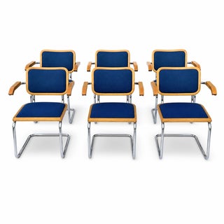 Lowenstein Chrome Wood Cesca Dining Chairs - Set of 6 For Sale