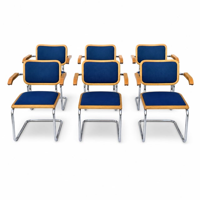Lowenstein Chrome Wood Cesca Dining Chairs - Set of 6 For Sale