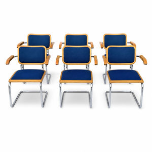 Lowenstein Chrome Wood Cesca Dining Chairs - Set of 6