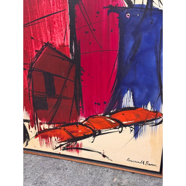 Rosamond A. Brown Abstract Mixed Media Painting, Framed For Sale - Image 10 of 12