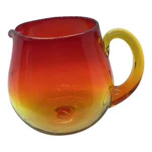 1970s Vintage Blenko-Esque Amberina Glass Blown Glass Pitcher
