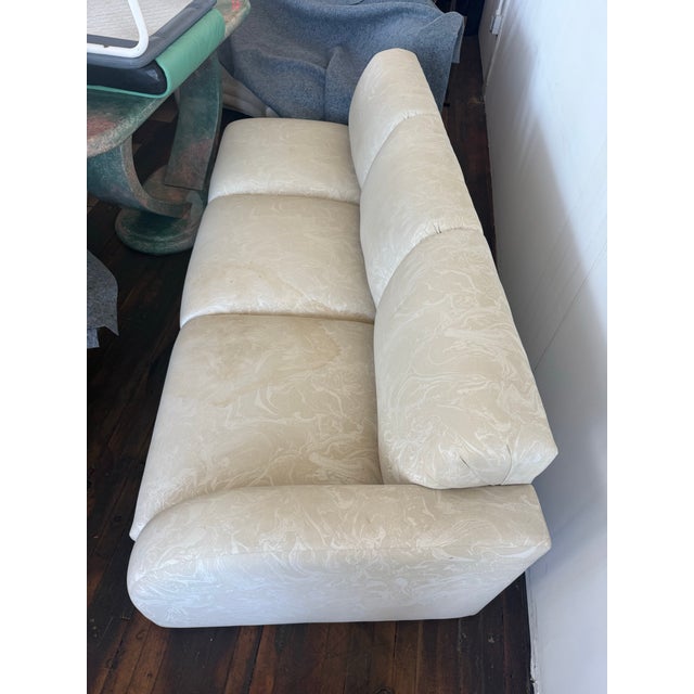 White 1980 Curvy Swirl Pattern White Sofa For Sale - Image 8 of 8