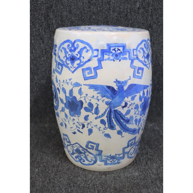 Chinese Porcelain Blue & White Garden Seat Plant Stand For Sale In Philadelphia - Image 6 of 6