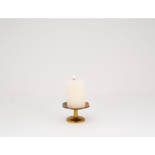 Baroque Mid-Century Minimalist Brass Table Candlestick, 1960s For Sale - Image 3 of 16