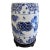 Late 20th Century Chinoiserie Blue and White Porcelain Garden Stool or Side Table on Wooden Stand For Sale