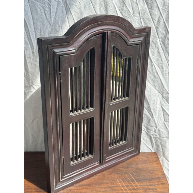 Dark Brown Wooden Mirror with Two Baguettes H55 L40, 1980s For Sale - Image 9 of 11