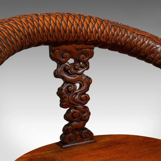 Brown Vintage Decorative Elbow Chair, Oriental, Hall, Fireside, Dragon Seat, Art Deco For Sale - Image 8 of 12