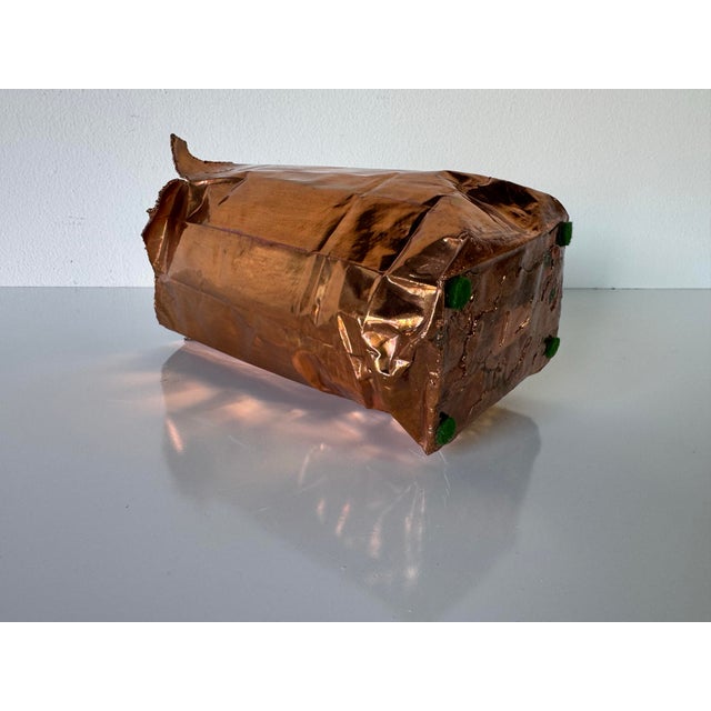 1980s Vintage Sculptural Bronze “Paper Bag” Vase by California Bronze For Sale In Miami - Image 6 of 12