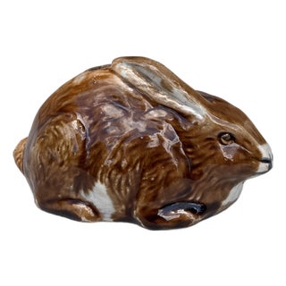 French Majolica Rabbit Money Bank Circa 1900 For Sale