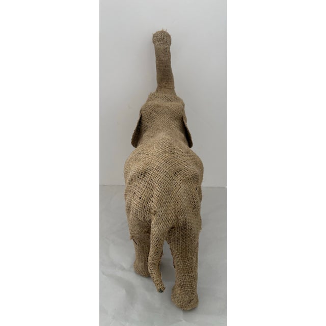 Vintage Handcrafted Burlap Elephant Sculpture | Bohemian Folk Art Safari Decor For Sale - Image 4 of 11