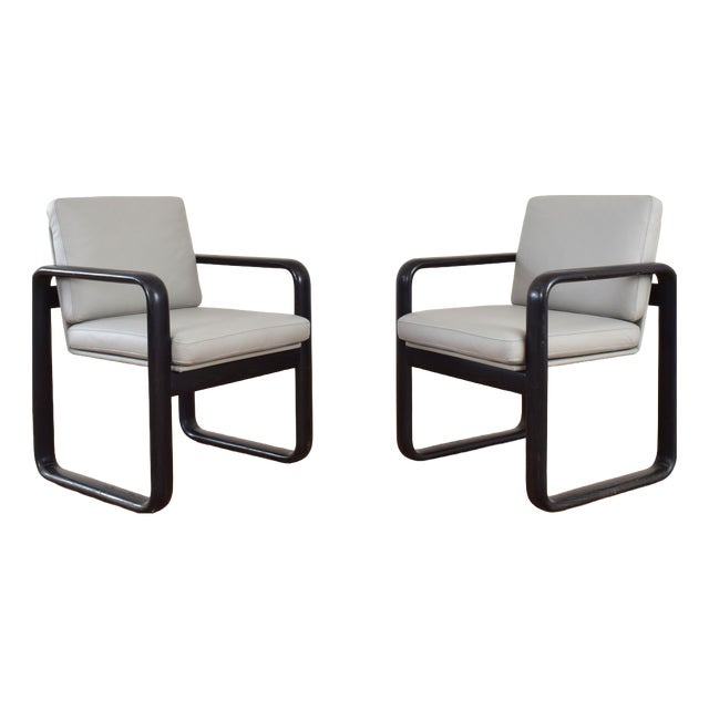 Mid-Century Leather Armchairs by Burkhard Vogtherr for Rosenthal, 1970s, Set of 2 For Sale