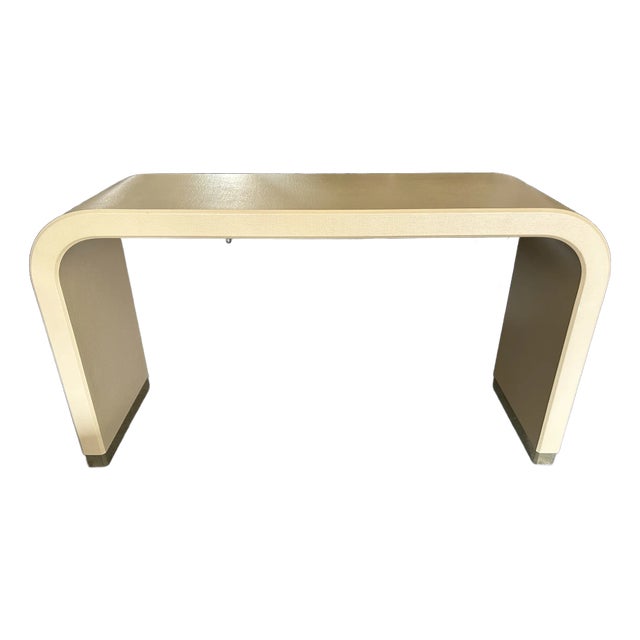 Custom Made Waterfall Console/Sofa Table With Brass Base C1980s For Sale