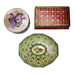 Antique Floral Tin Boxes Set/3