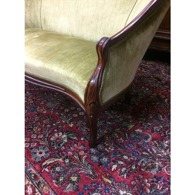 Antique Settee, Apple Green Victorian Settee For Sale - Image 10 of 11