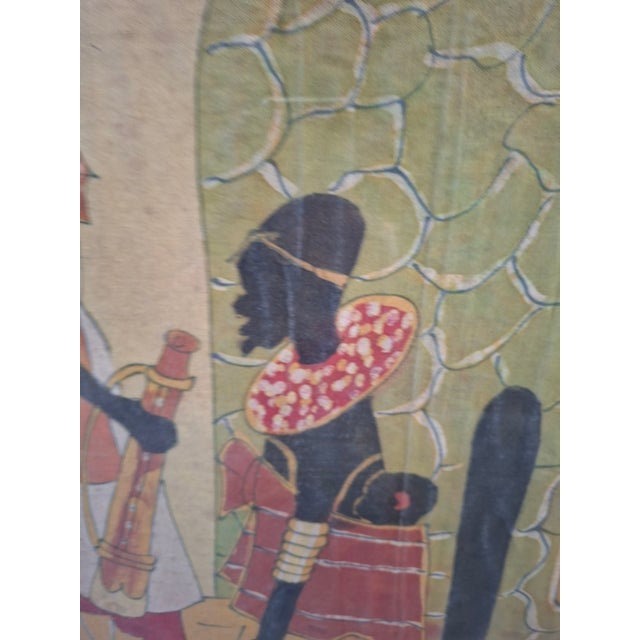 Hamidi, Figurative Scene, 1970, Batik Painting on Fabric For Sale - Image 4 of 9