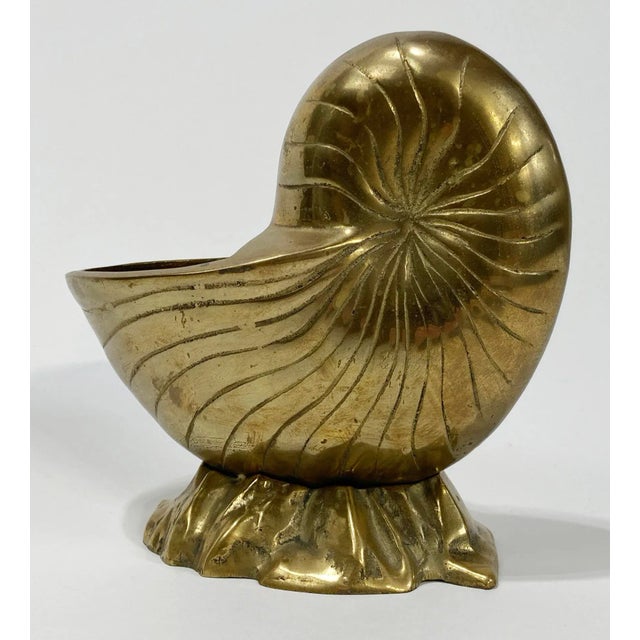 Brass Vintage Brass Nautilus Shell Cachepot Planter For Sale - Image 8 of 9