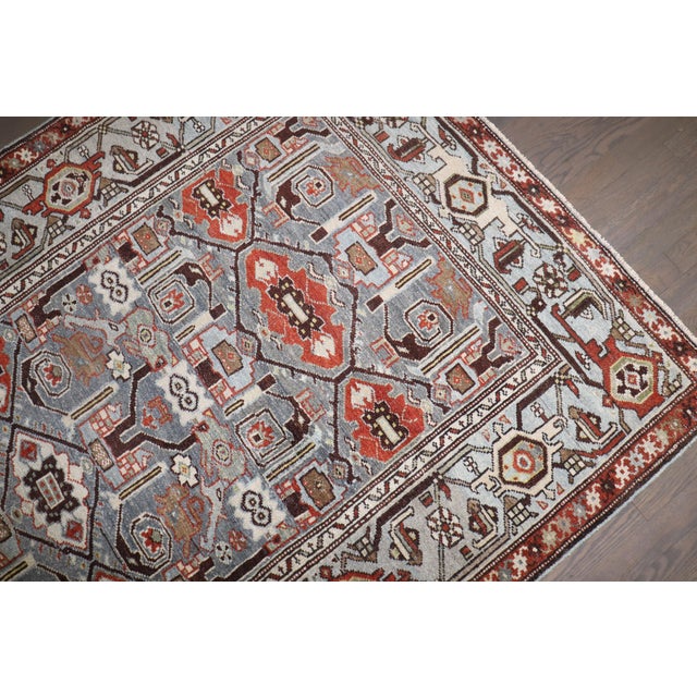 Abstract Antique Persian Malayer, 4'5'' X 6'11'' For Sale - Image 3 of 11