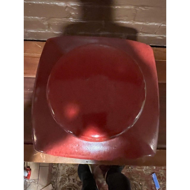 Large Heavy Red Oxblood Glazed Ceramic Square Ginger Jar Canister 14" For Sale In San Francisco - Image 6 of 9