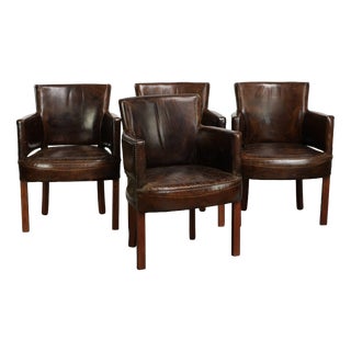Grained Cowhide Dining Chairs in a Dark Color Scheme, Set of 4 For Sale