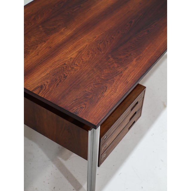Executive Desk in Kingwood and Steel by Poul Kjaerholm, Denmark, 1950s For Sale - Image 7 of 18