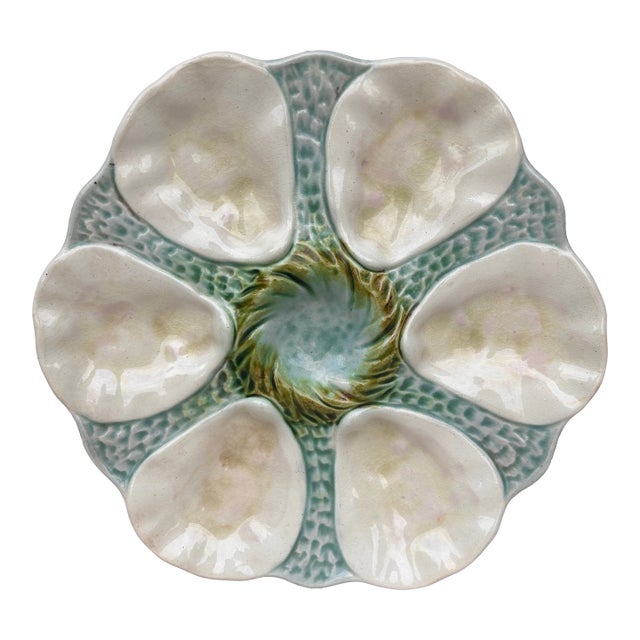 French Majolica Orchies Oyster Plate Circa 1900 For Sale