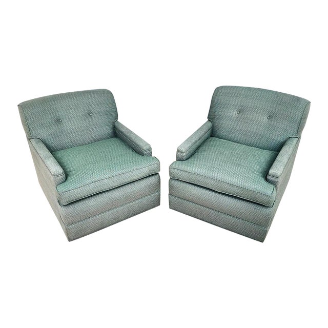 MCM Carr & Company Lounge Chairs Swivel Low Profile Pair For Sale